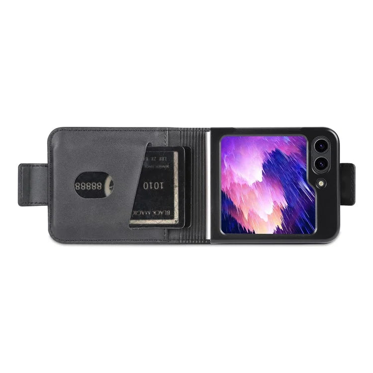 AZNS For Samsung Galaxy Z Flip6 5G Case Card Holder PU Leather Phone Cover Cowhide Texture