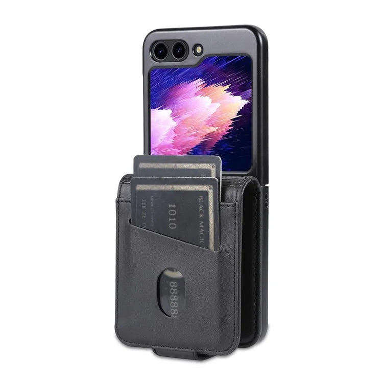 AZNS For Samsung Galaxy Z Flip6 5G Case Card Holder PU Leather Phone Cover Cowhide Texture
