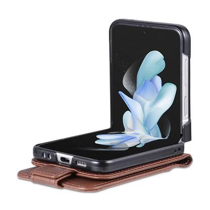 AZNS For Samsung Galaxy Z Flip6 5G Case Card Holder PU Leather Phone Cover Cowhide Texture