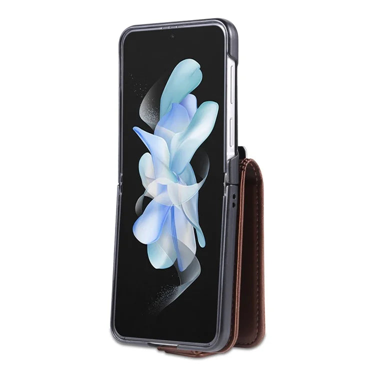 AZNS For Samsung Galaxy Z Flip6 5G Case Card Holder PU Leather Phone Cover Cowhide Texture