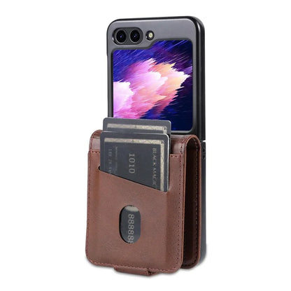 AZNS For Samsung Galaxy Z Flip6 5G Case Card Holder PU Leather Phone Cover Cowhide Texture