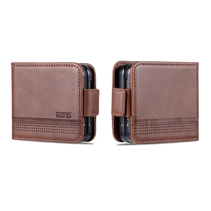 AZNS For Samsung Galaxy Z Flip6 5G Case Card Holder PU Leather Phone Cover Cowhide Texture