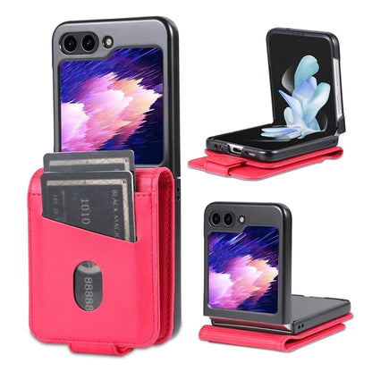 AZNS For Samsung Galaxy Z Flip6 5G Case Card Holder PU Leather Phone Cover Cowhide Texture