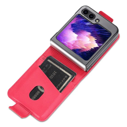 AZNS For Samsung Galaxy Z Flip6 5G Case Card Holder PU Leather Phone Cover Cowhide Texture