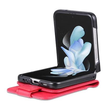 AZNS For Samsung Galaxy Z Flip6 5G Case Card Holder PU Leather Phone Cover Cowhide Texture