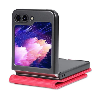 AZNS For Samsung Galaxy Z Flip6 5G Case Card Holder PU Leather Phone Cover Cowhide Texture
