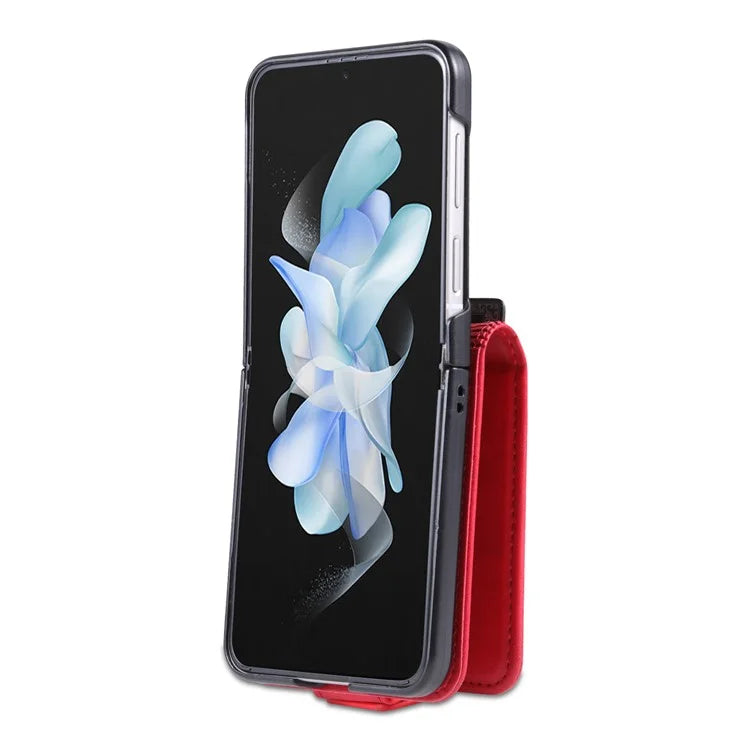 AZNS For Samsung Galaxy Z Flip6 5G Case Card Holder PU Leather Phone Cover Cowhide Texture
