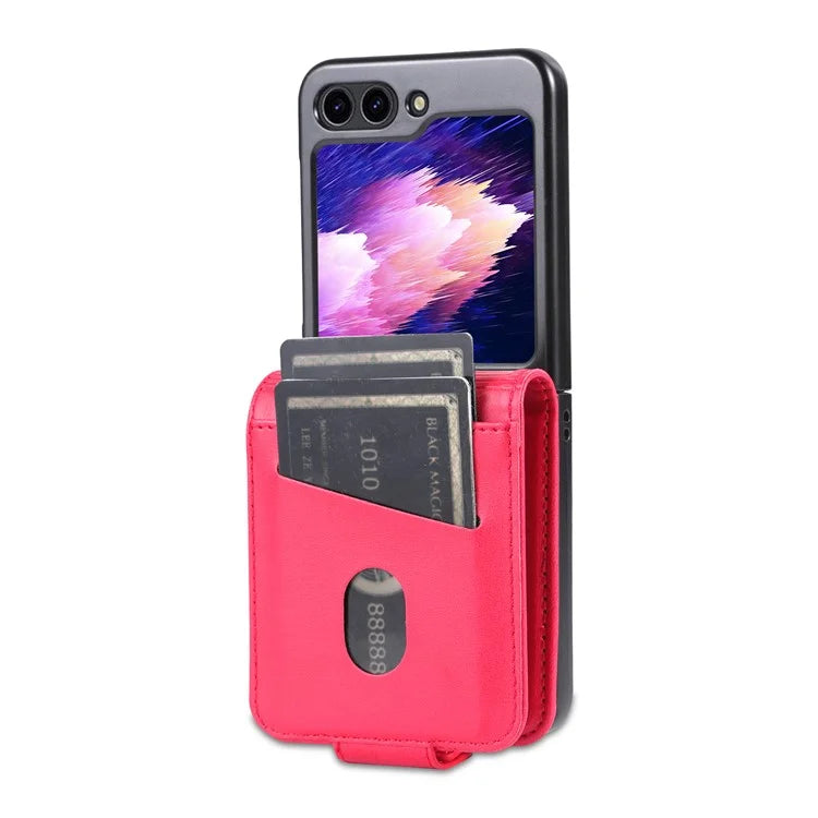 AZNS For Samsung Galaxy Z Flip6 5G Case Card Holder PU Leather Phone Cover Cowhide Texture