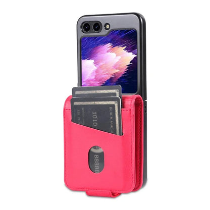 AZNS For Samsung Galaxy Z Flip6 5G Case Card Holder PU Leather Phone Cover Cowhide Texture