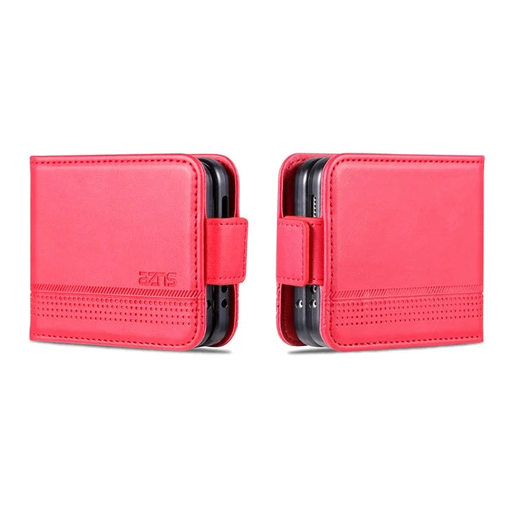 AZNS For Samsung Galaxy Z Flip6 5G Case Card Holder PU Leather Phone Cover Cowhide Texture