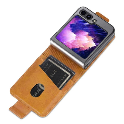 AZNS For Samsung Galaxy Z Flip6 5G Case Card Holder PU Leather Phone Cover Cowhide Texture