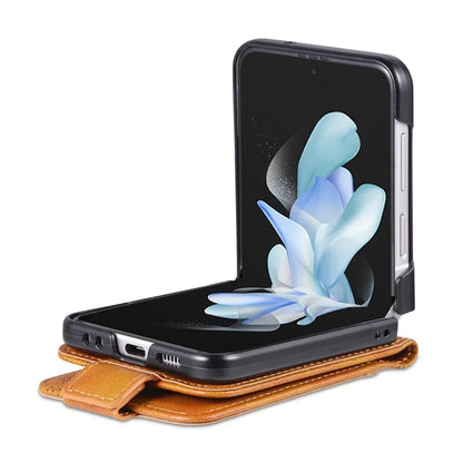 AZNS For Samsung Galaxy Z Flip6 5G Case Card Holder PU Leather Phone Cover Cowhide Texture