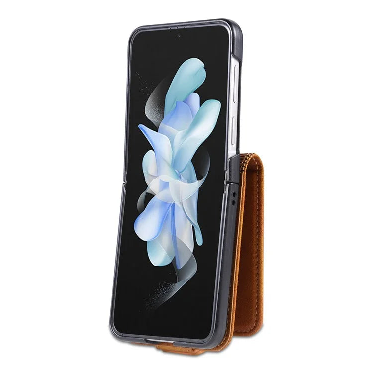 AZNS For Samsung Galaxy Z Flip6 5G Case Card Holder PU Leather Phone Cover Cowhide Texture
