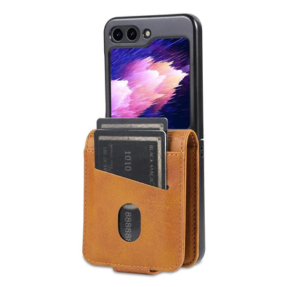 AZNS For Samsung Galaxy Z Flip6 5G Case Card Holder PU Leather Phone Cover Cowhide Texture