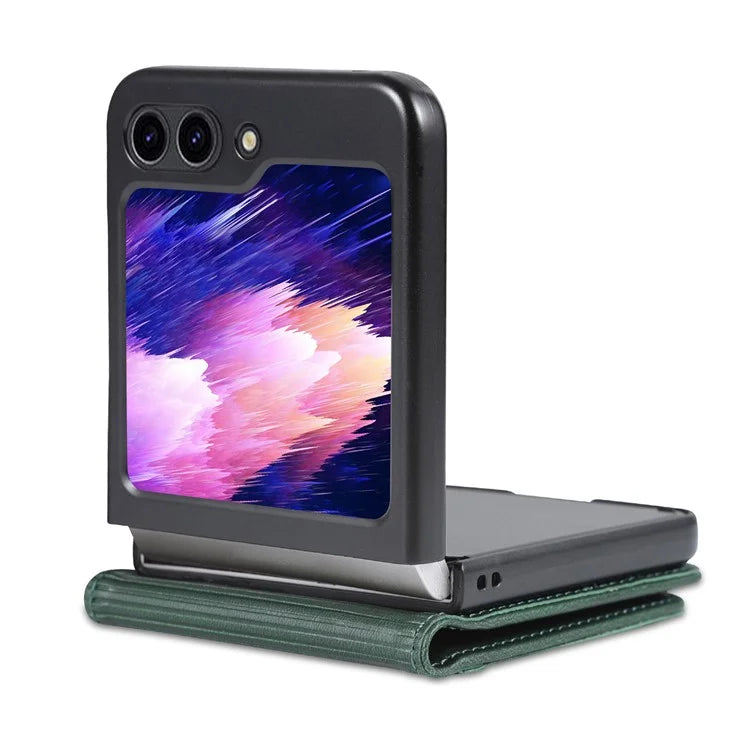 AZNS For Samsung Galaxy Z Flip6 5G Case Card Holder PU Leather Phone Cover Cowhide Texture