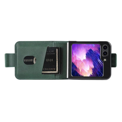 AZNS For Samsung Galaxy Z Flip6 5G Case Card Holder PU Leather Phone Cover Cowhide Texture