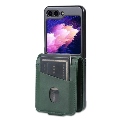 AZNS For Samsung Galaxy Z Flip6 5G Case Card Holder PU Leather Phone Cover Cowhide Texture