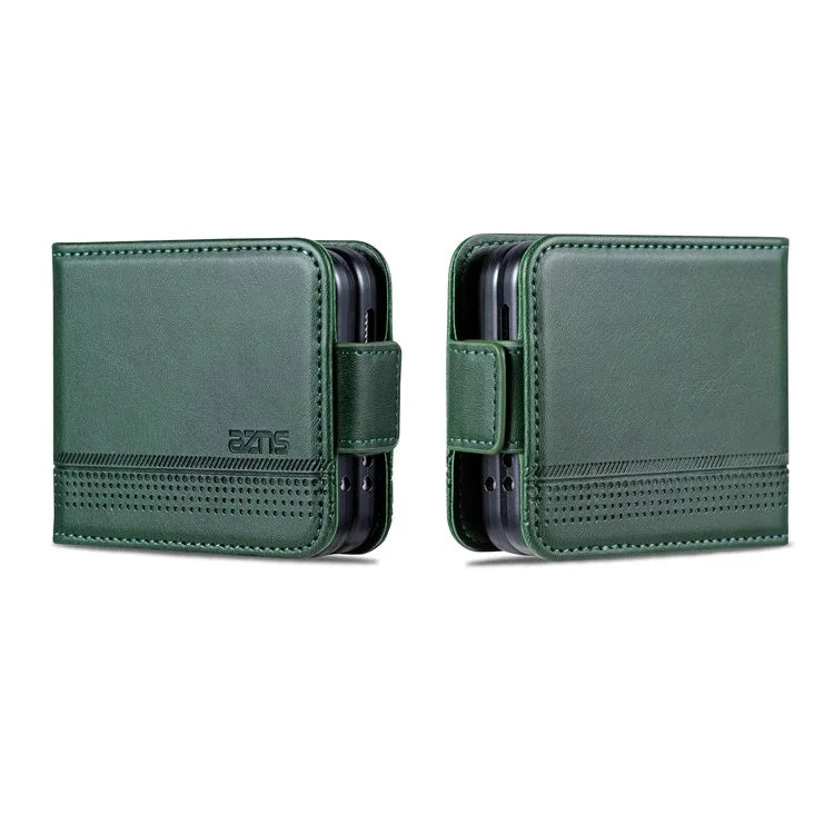 AZNS For Samsung Galaxy Z Flip6 5G Case Card Holder PU Leather Phone Cover Cowhide Texture