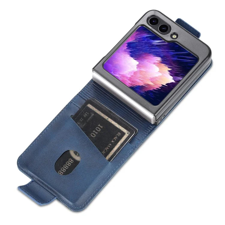 AZNS For Samsung Galaxy Z Flip6 5G Case Card Holder PU Leather Phone Cover Cowhide Texture