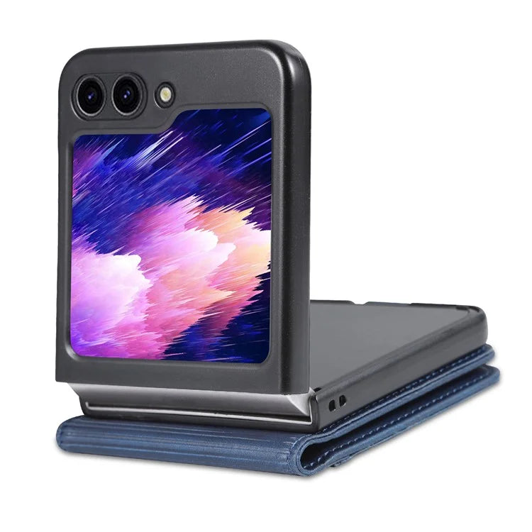 AZNS For Samsung Galaxy Z Flip6 5G Case Card Holder PU Leather Phone Cover Cowhide Texture