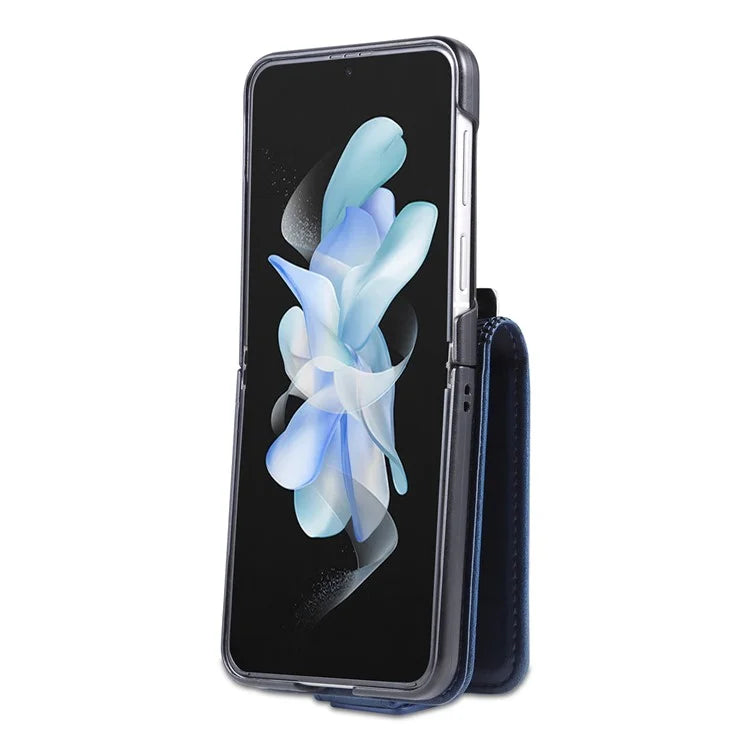 AZNS For Samsung Galaxy Z Flip6 5G Case Card Holder PU Leather Phone Cover Cowhide Texture