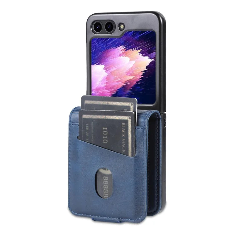 AZNS For Samsung Galaxy Z Flip6 5G Case Card Holder PU Leather Phone Cover Cowhide Texture