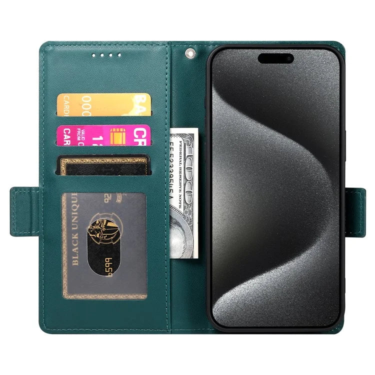 DF-010 For iPhone 14 Pro Case PU Leather Wallet Stand Phone Coverish Green