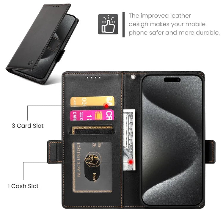 DF-010 For iPhone 14 Pro Max Case Stand Magnetic Clasp Leather Phone Cover