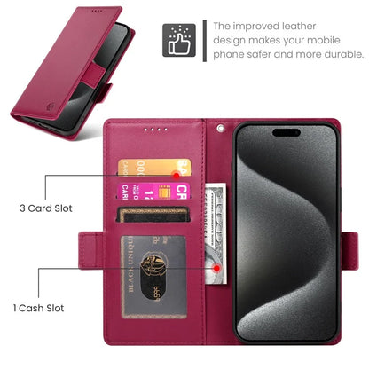 DF-010 For iPhone 14 Pro Max Case Stand Magnetic Clasp Leather Phone Cover