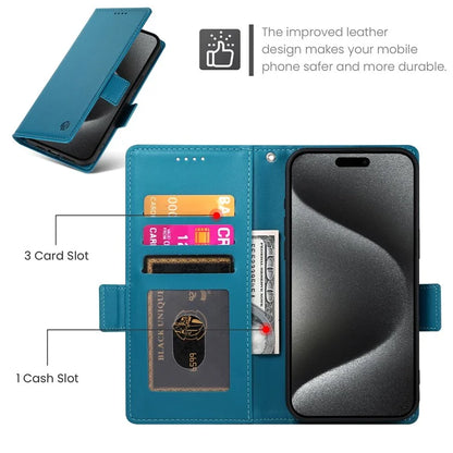 DF-010 For iPhone 14 Pro Max Case Stand Magnetic Clasp Leather Phone Cover