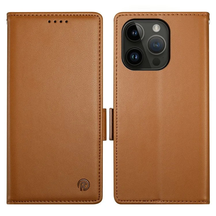 DF-010 For iPhone 14 Pro Max Case Stand Magnetic Clasp Leather Phone Cover