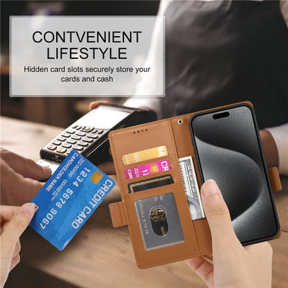 DF-010 For iPhone 14 Pro Max Case Stand Magnetic Clasp Leather Phone Cover