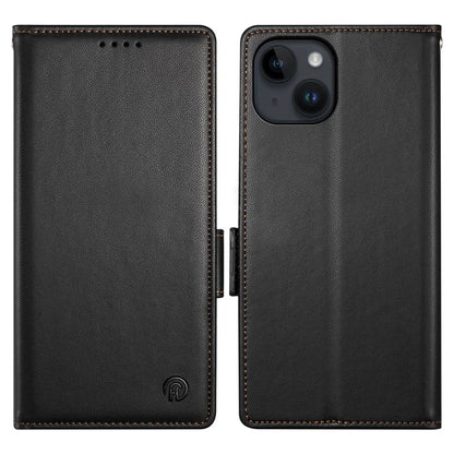 DF-010 For iPhone 15 Case Side Magnetic Clasps Leather Phone Cover with Wallet Stand