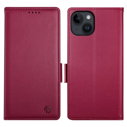 DF-010 For iPhone 15 Case Side Magnetic Clasps Leather Phone Cover with Wallet Stand
