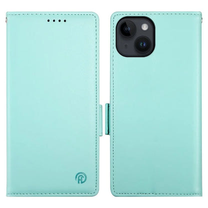 DF-010 For iPhone 15 Case Side Magnetic Clasps Leather Phone Cover with Wallet Stand