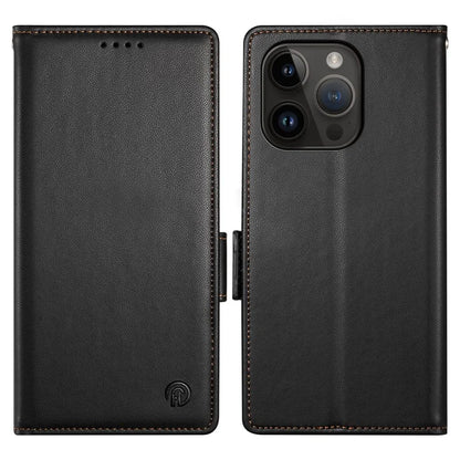DF-010 For iPhone 15 Pro Case Side Magnetic Clasps Leather Wallet Stand Phone Cover