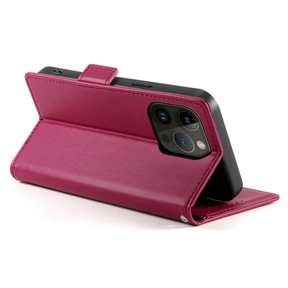 DF-010 For iPhone 15 Pro Case Side Magnetic Clasps Leather Wallet Stand Phone Cover