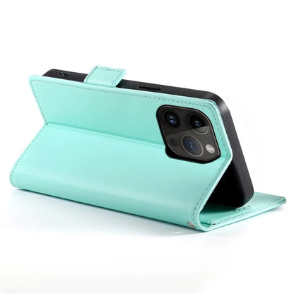 DF-010 For iPhone 15 Pro Case Side Magnetic Clasps Leather Wallet Stand Phone Cover