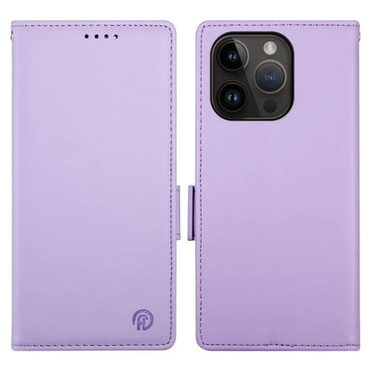 DF-010 For iPhone 15 Pro Case Side Magnetic Clasps Leather Wallet Stand Phone Cover