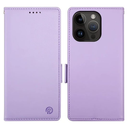 DF-010 For iPhone 15 Pro Case Side Magnetic Clasps Leather Wallet Stand Phone Cover