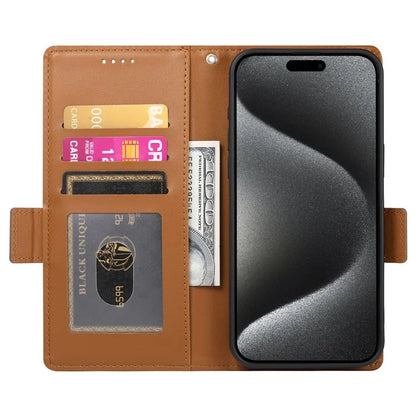 DF-010 For iPhone 15 Pro Case Side Magnetic Clasps Leather Wallet Stand Phone Cover