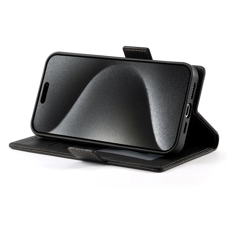 DF-010 For iPhone 15 Pro Max Case PU Leather Wallet Stand Phone Cover