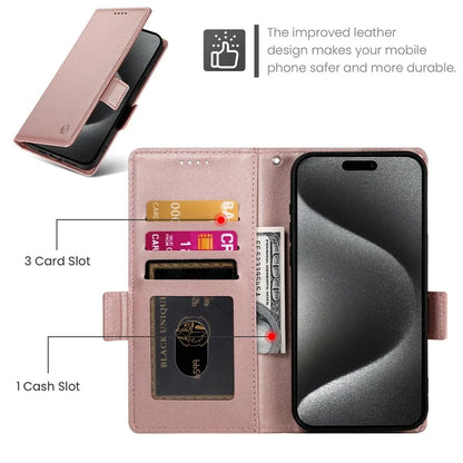 DF-010 For iPhone 15 Pro Max Case PU Leather Wallet Stand Phone Cover