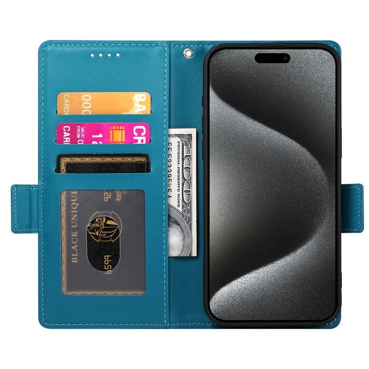 DF-010 For iPhone 15 Pro Max Case PU Leather Wallet Stand Phone Cover