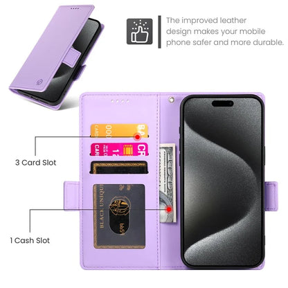 DF-010 For iPhone 15 Pro Max Case PU Leather Wallet Stand Phone Cover
