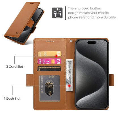 DF-010 For iPhone 15 Pro Max Case PU Leather Wallet Stand Phone Cover