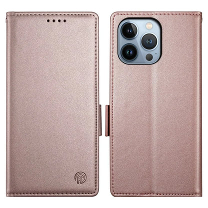 DF-010 For iPhone 13 Pro Case Full Protection PU Leather Phone Cover with Wallet