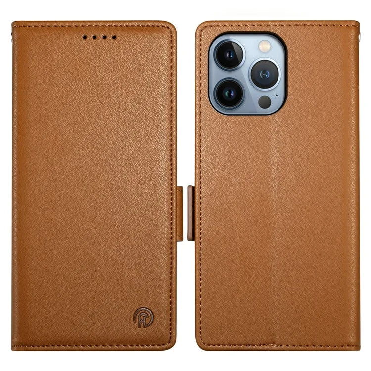 DF-010 For iPhone 13 Pro Case Full Protection PU Leather Phone Cover with Wallet