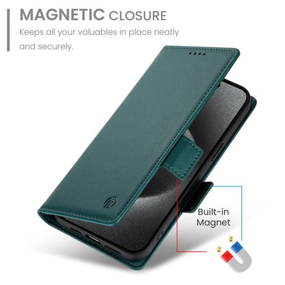 DF-010 For iPhone 13 Pro Max Case PU Leather Wallet Stand Phone Coverish Green