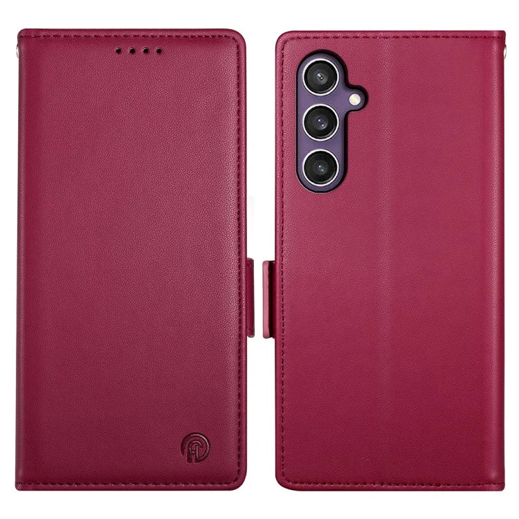 DF-010 For Samsung Galaxy S24 Case Side Clasp Closure Leather Wallet Flip Stand Phone Cover